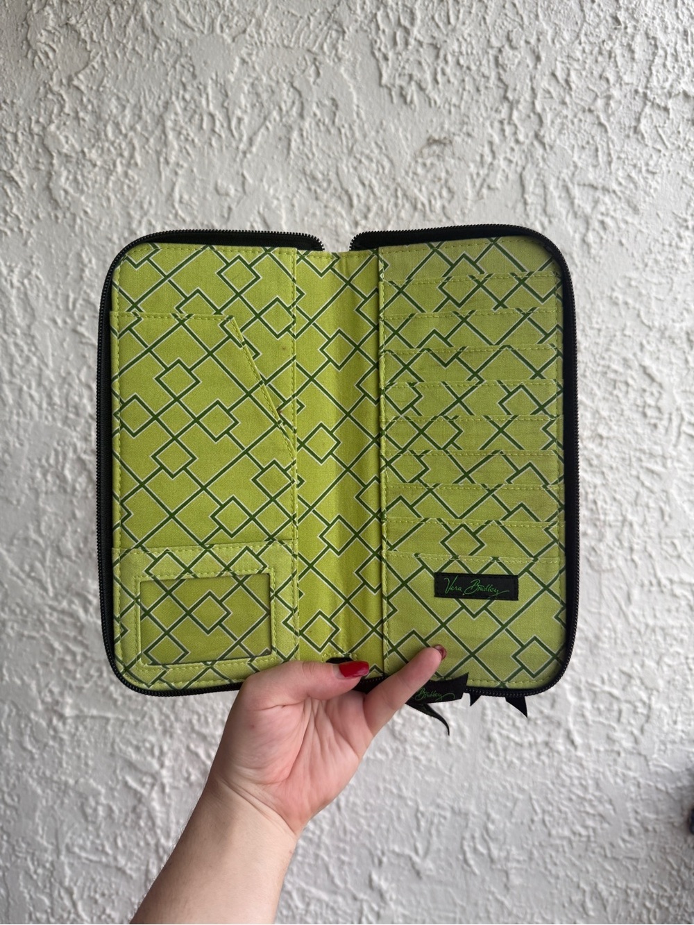Vera Bradley Black Floral Zip Passport Holder - Picture 4 of 5